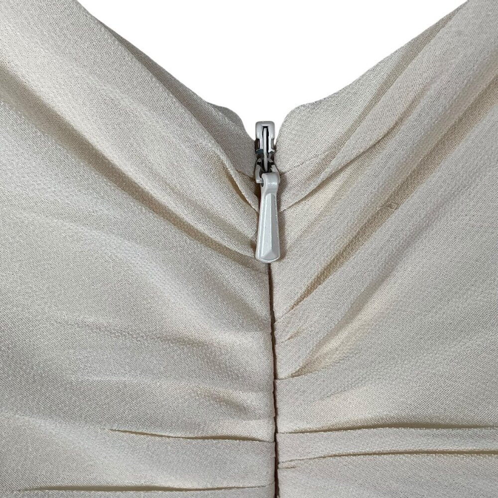 Jenny Yoo Champagne Ivory Pleated Chiffon Open Back Maxi Gown Size 2 - Picture 10 of 11